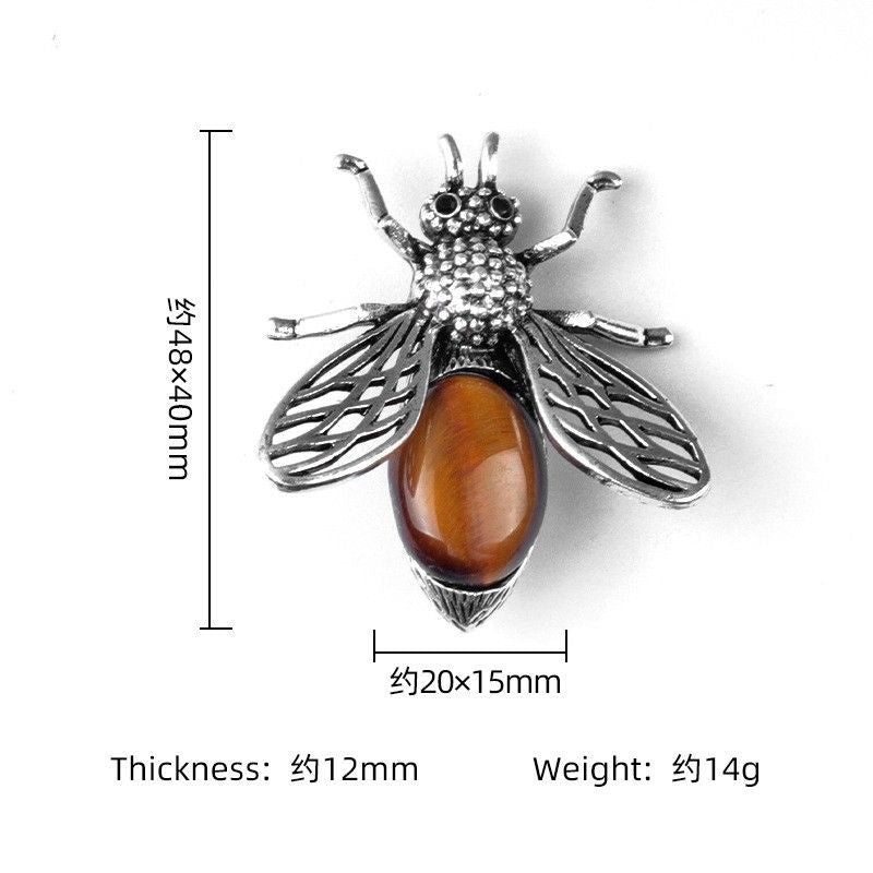 Pingente de broche de abelha 1650-48Mm de uso duplo, incrustado em liga de cristal ágata meio tesouro Pingente de broche de joias