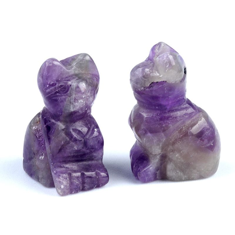 1659-1 polegada de gatinho esculpido em cristal natural de ágata semipreciosa escultura de animais em pé com mini decoração