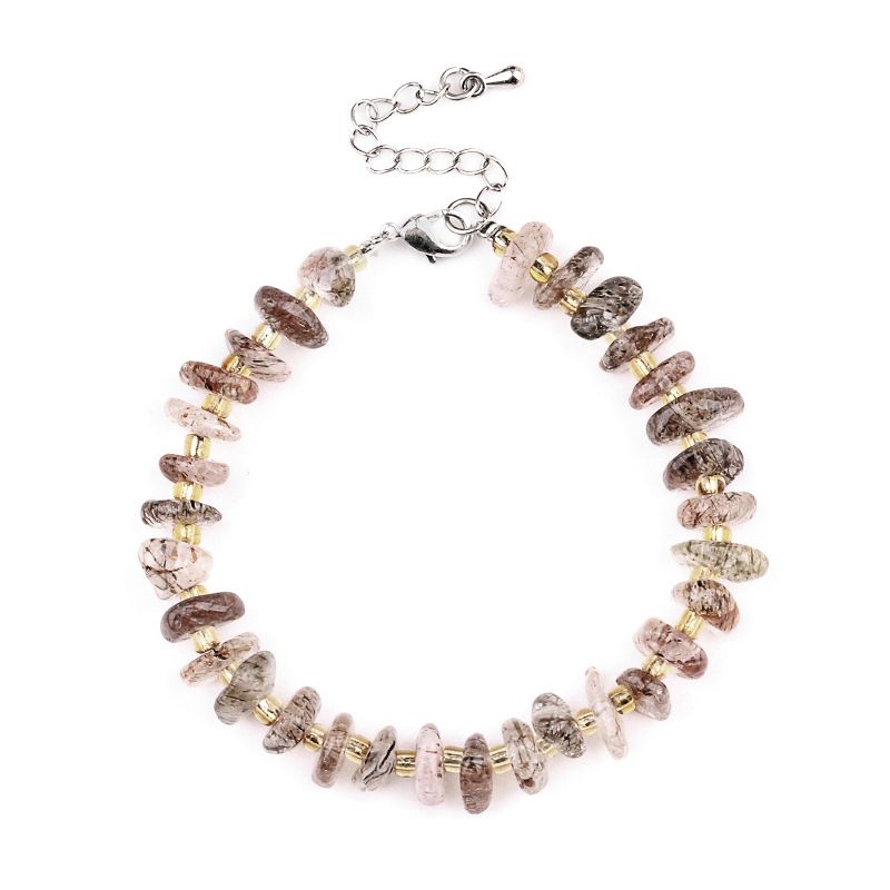 2077-Pulseira de ametista cristal azul turmalina cabelo cristal pulseira de pedra irregular mercadoria cênica