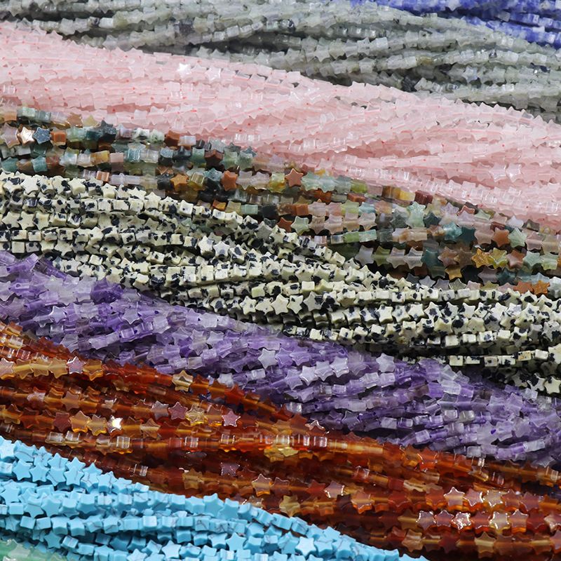 Contas de estrela de cinco pontas de jade de ágata de cristal, contas soltas de estrela DIY pulseira colar brincos acessórios materiais