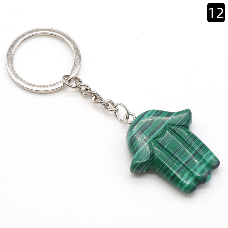 1051-Fátima Mão Keychain Cristal Natural Pedra Palma Keychain, Escultura em Pedra, Bolsa Pingente