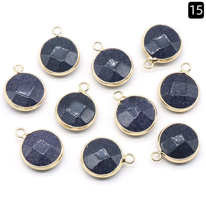 1381-Pingente de seção redonda com bainha de cristal natural pendurado único pingente redondo de pulseira DIY colar material de jóias