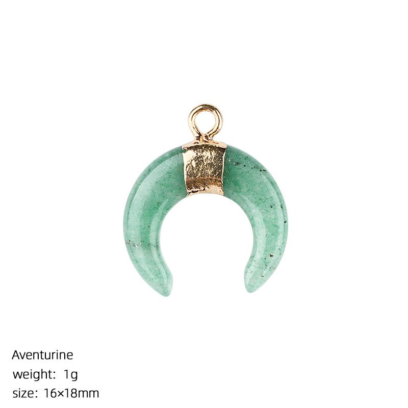 1440 Pingente de lua de cristal natural artesanal pulseira colar brincos dourados único pendurado tipo C chifre de pedra natural