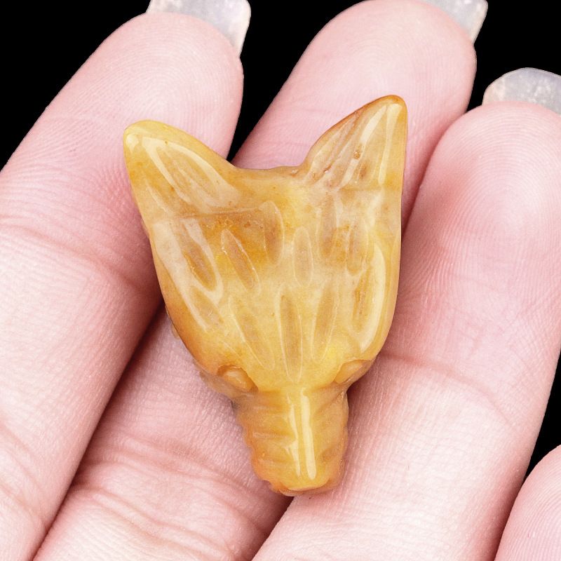 2118-Pó de ametista natural cristal olho de tigre escultura cabeça de lobo artesanato animal pequeno ornamento