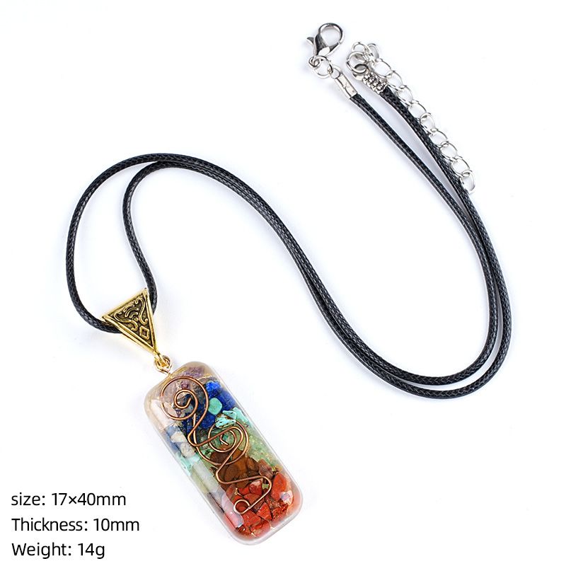 Colar de resina de pedra natural personalizado envoltório epóxi cascalho colorido polígono geométrico redondo pingente de meditação de ioga