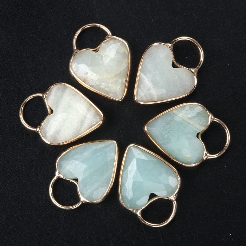 1729-18Mm pingente de bainha de amor de ametista, pingente de coração de pêssego de cristal natural colar de clavícula em forma de coração DIY