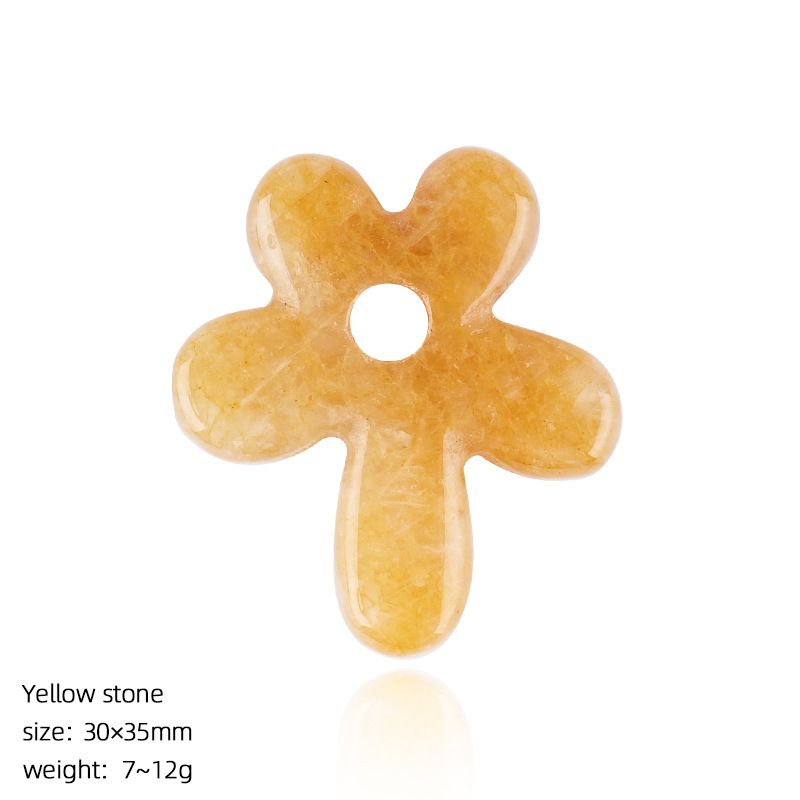 Pingente de flor de cinco pétalas de pedra natural colar artesanal antigo corrente de suéter decorativo em forma de flor pétalas de cristal natural