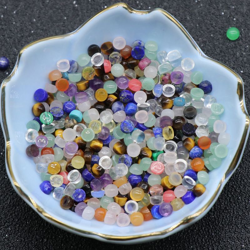 42-4Mm ágata cristal cor tesouro semi-redondo cordão anel de superfície tempo gema remendo DIY Jóias de arte de unhas japonesas acessórios