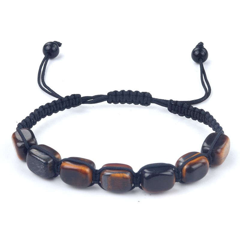 1685-Pó de cristal tigre olho ametista tecido pulseira de pedra de cristal natural chakra yoga jóias