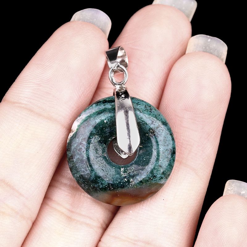 2078-Acessórios de pingente de fivela de segurança para os olhos de ametista, colar de donut de cristal de jade dongling