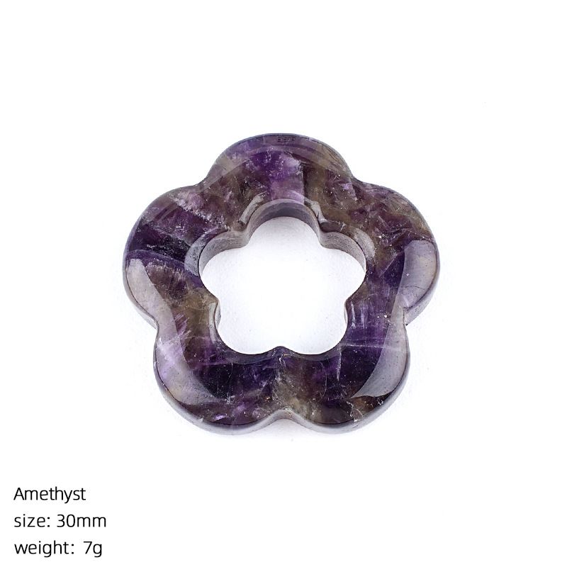 30Mm pingente de flor de cristal natural antigo DIY colar brincos pingente oco pedra áspera flor de ameixa acessórios de jóias