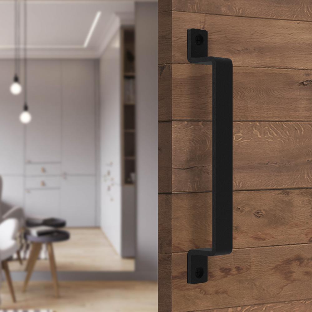 10 in. Black Steel Sliding Barn Door Handle