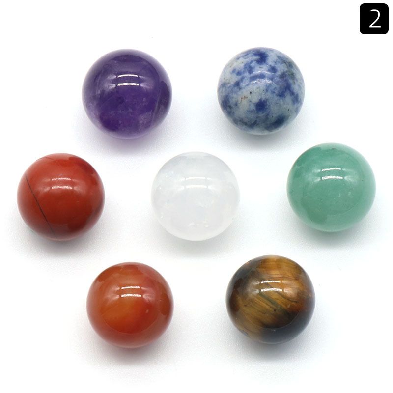 Conjunto de bolas 1355-12mm16mm20mm, cristal natural ágata bola de pedra colorida conjunto 7 pcs