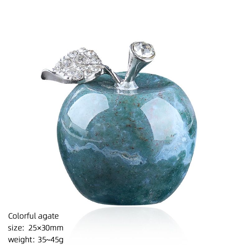 Transfronteiriço 30mm ornamento de maçã de pedra natural Presente de Natal Véspera de Natal decoração de mesa cristal ágata maçã grande