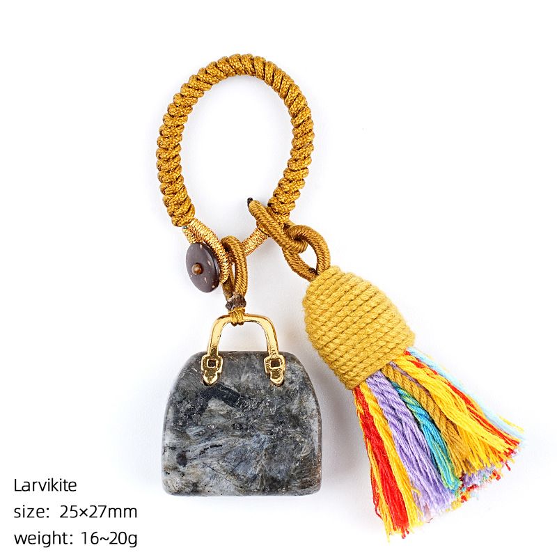 2485 Pedra natural semi-preciosa saco chaveiro criativo mão-tecido carro roupas acessórios cristal ágata pingente