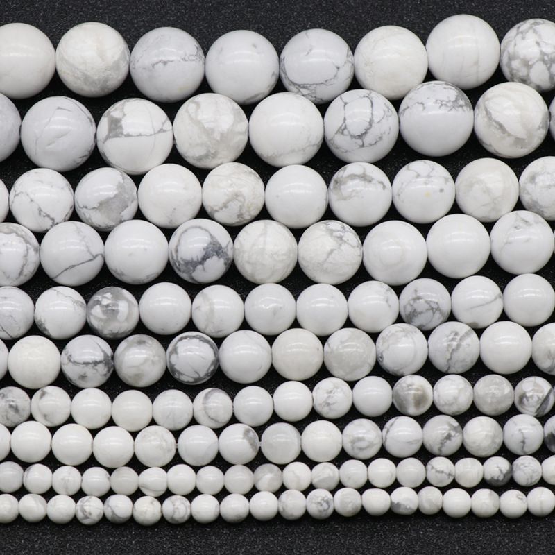 220-Howlite White Pine Miçangas Redondas Grânulos Soltos 4-12mmdiy Pedra Frisada Acessórios Jóias Atacado Pedra Natural