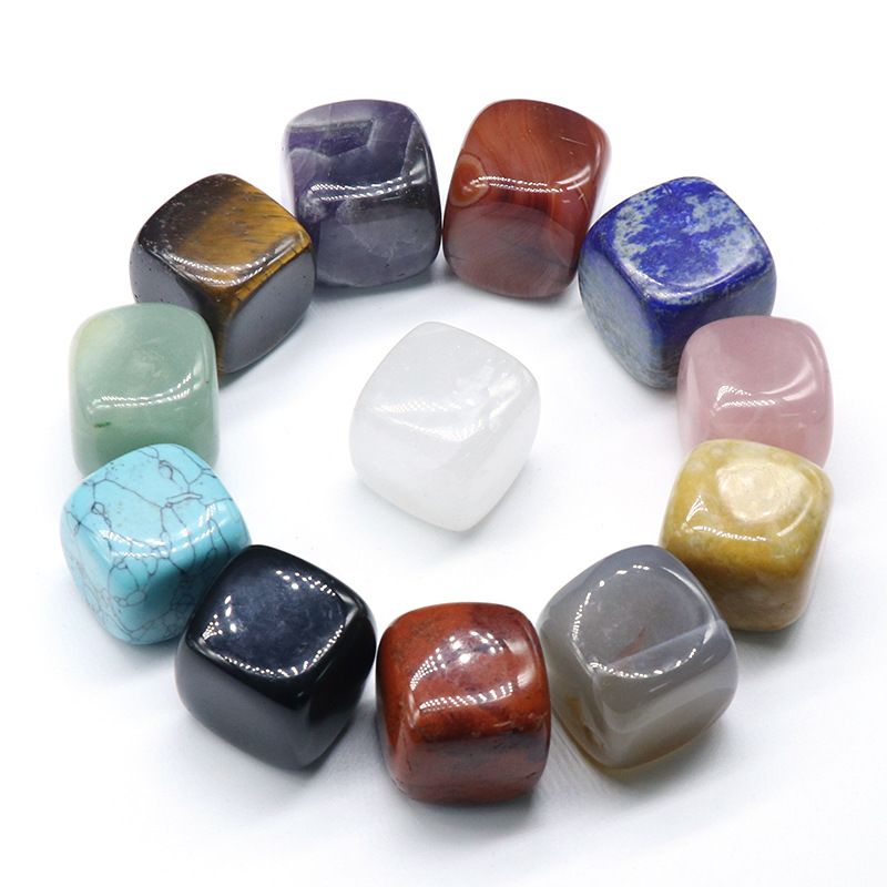952 Pedra de ágata de cristal Cubo de Rubik irregular grande caixa quadrada de 25 mm com 12 peças de jogo de cores mistas