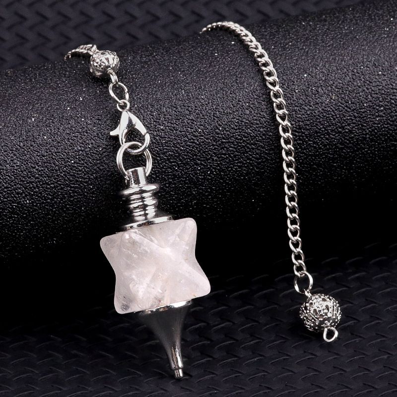 2148-Merkaba Pêndulo de Cristal, Roxo Rosa Cristal Ágata Hexagrama Pêndulo Yoga Jóias