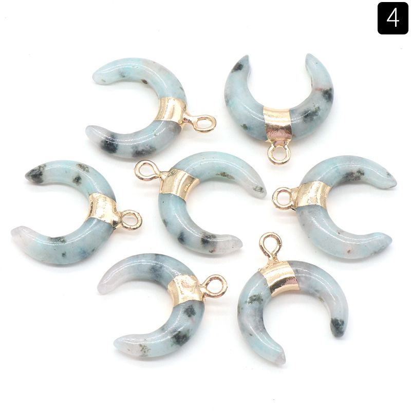 1440-Pó de cristal mini lua crescente pingente de chifre dourado Pingente de lua em forma de C DIY colar brincos material de jóias