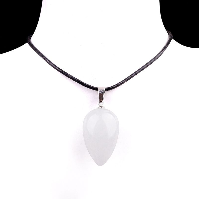 2147-18X30mm natural rosa e roxo branco cristal ágata pedra semipreciosa pingente de gota de água tridimensional colar de gota de água redondo