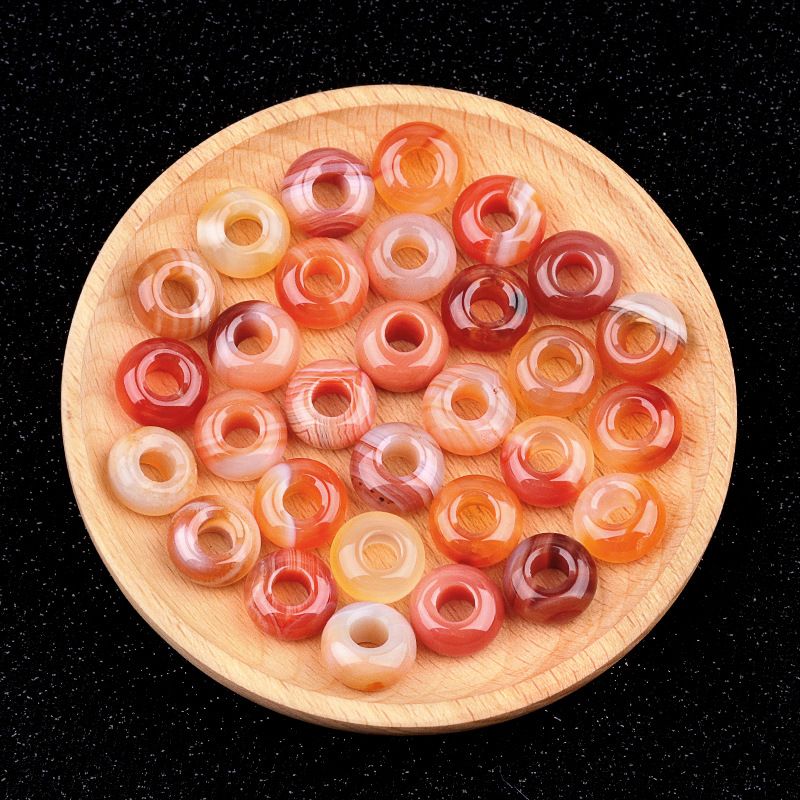325-Grânulos de orifícios grandes 8 * 14mm de cristal de ábaco de ágata material de acessórios tecidos à mão DIY
