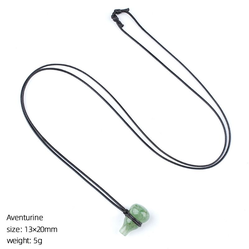 Colar de cabaça de cristal natural estilo chinês corrente de suéter trançado à mão ajustável pedra semipreciosa pingente de cabaça gravada