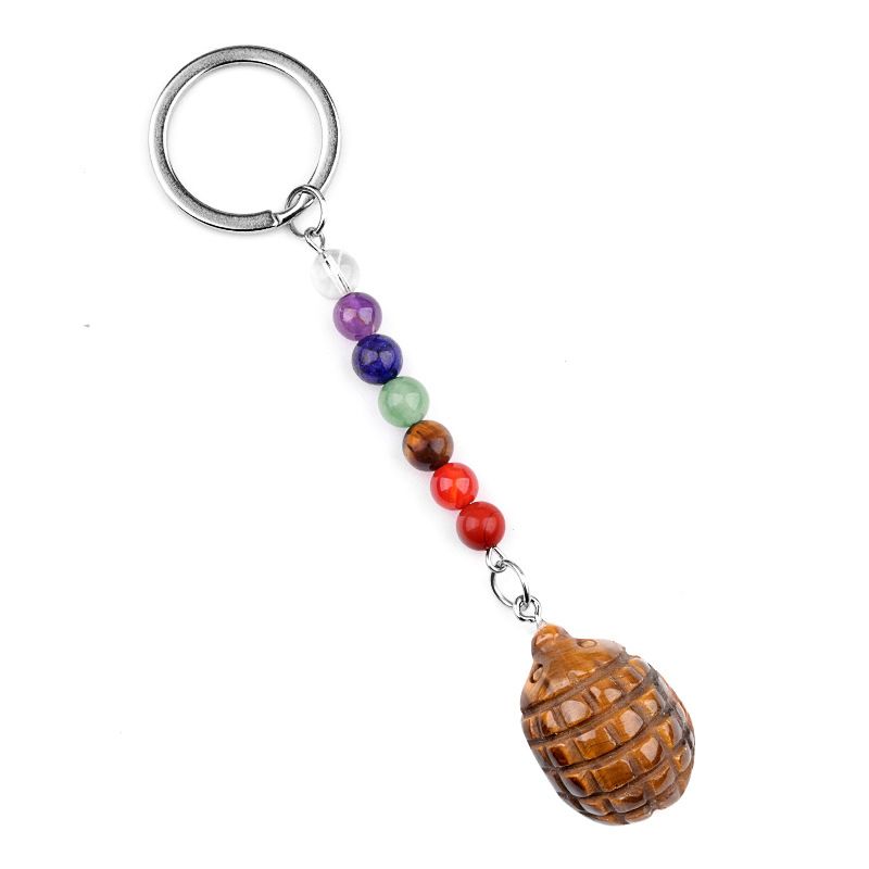 2018--1Em Mini Pequeno Hedgehog Chakra Chaveiro, Pingente De Pequeno Animal De Pedra De Ágata De Cristal Natural