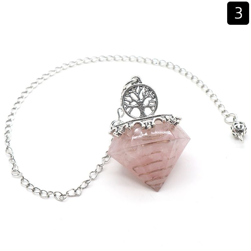 1413-Pêndulo em forma de diamante resina de ágata de cristal natural cascalho pêndulo em forma de diamante