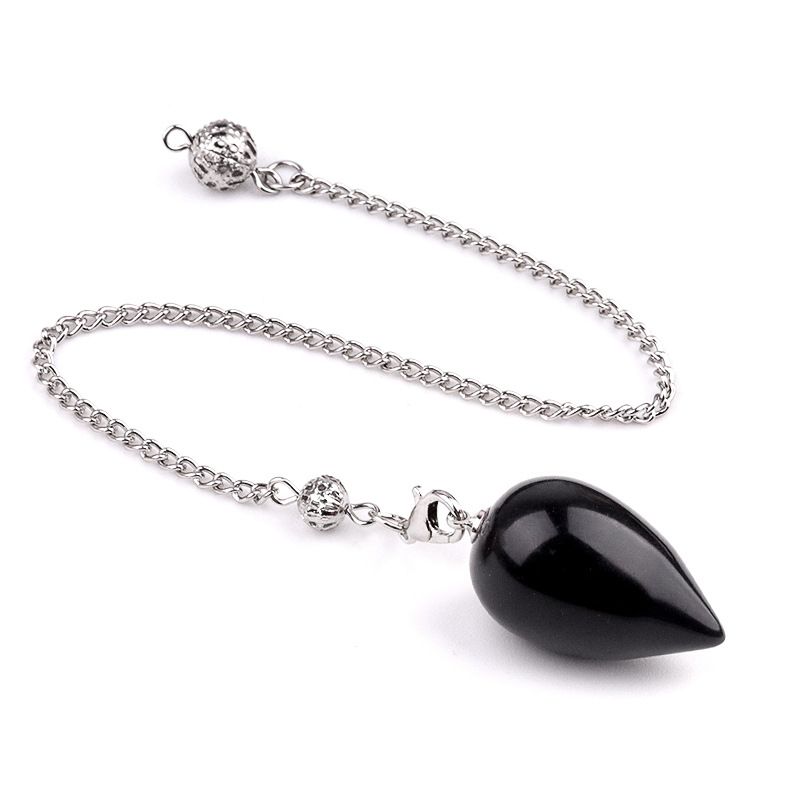 2150 Pingente de pêndulo de cristal natural em forma de gota meditação de ioga vintage pedra semipreciosa com pêndulo de ametista de corrente