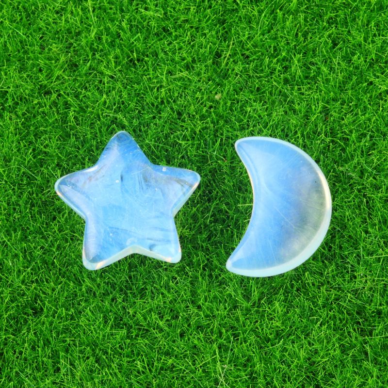 1702-Pedra semipreciosa de ágata de cristal natural 20mm pentagrama não poroso estrela lua acessórios de decoração