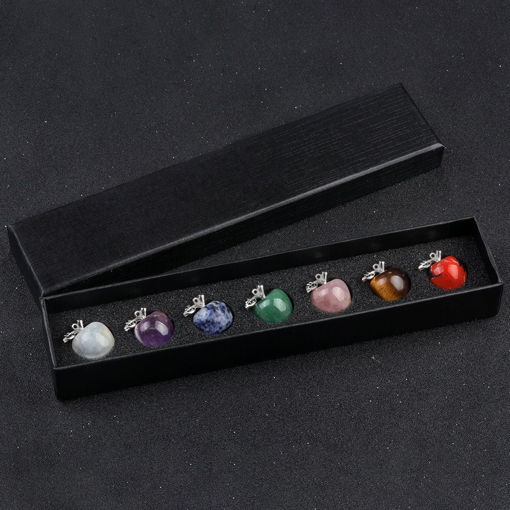 1790-20Mm Sete Pedra Meridiana Pequeno Conjunto de Maçã Pedra de Cristal Natural Chakra Maçã Presente de Natal