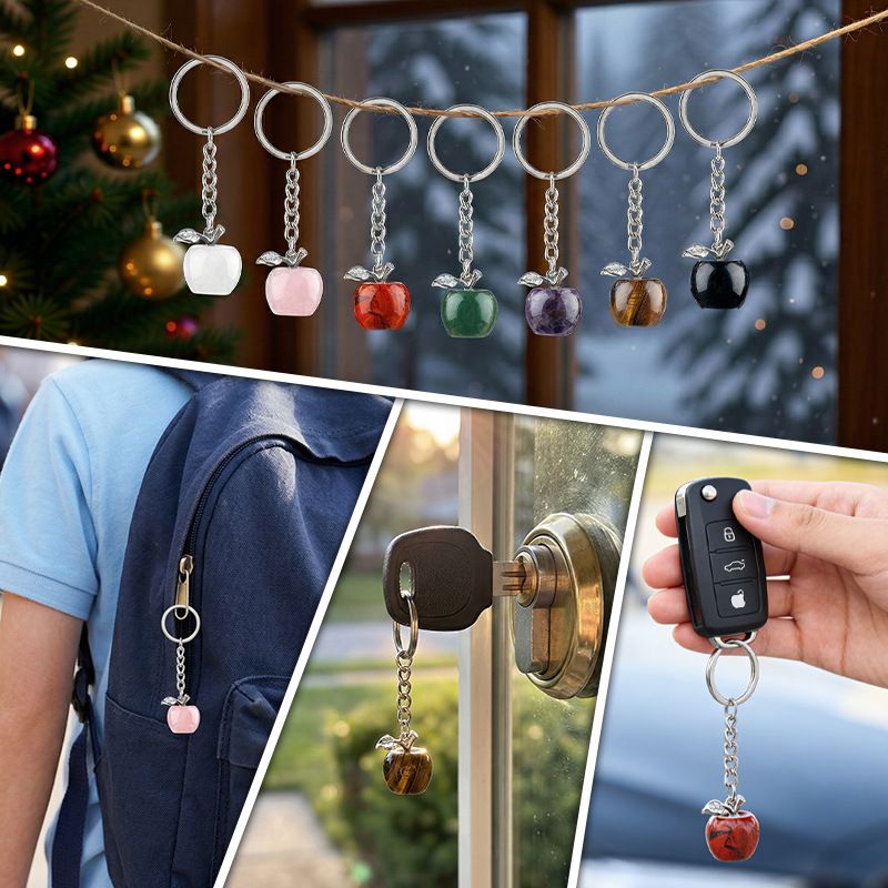 Ágata pedra semipreciosa maçã chaveiro véspera de Natal presente decorativo pedra natural pingente pequeno maçã