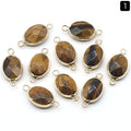 1379-Pingente de seção de bainha oval de ágata de cristal natural colar colar de furo duplo acessórios pulseira módulo
