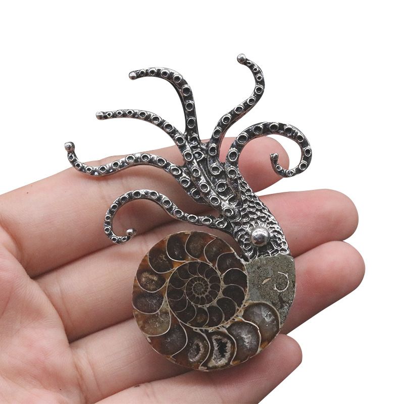 Broche de polvo de caracol de cor 1613, broche de pingente de jóias de vida marinha de polvo grande exagerado decoração de dupla finalidade