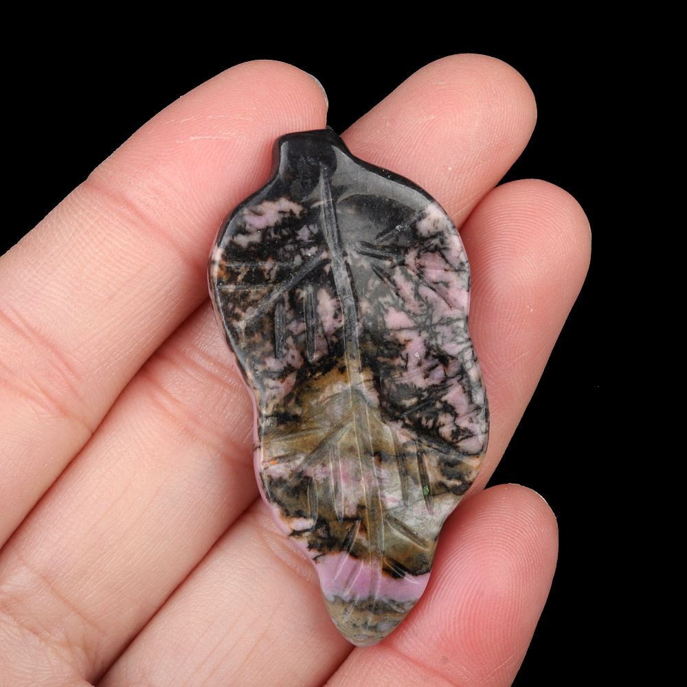 1782-47Mm folhas, cristal natural ágata pedra gravada pena material decorativo DIY folha acessórios de jóias