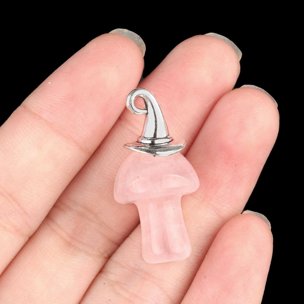 1963-Ágata de cristal natural pedra semipreciosa ametista mágica chapéu de Natal cogumelo pingente acessórios de jóias DIY