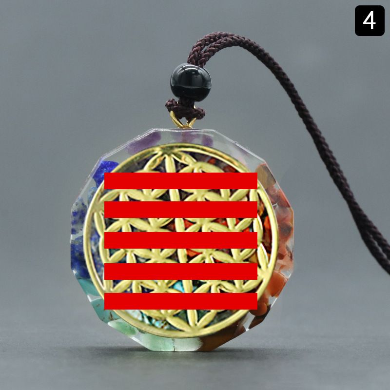1556Reiki Energia de Cura Sete Veias Colar de Resina de Cascalho de Cristal Natural