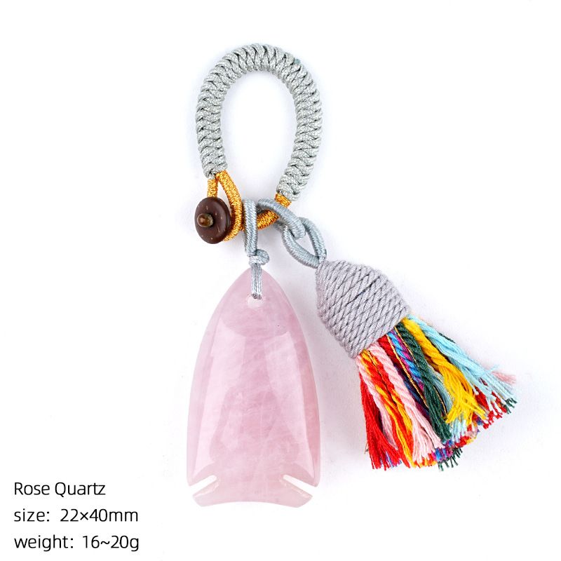 Natural cristal pequeno peixe chaveiro boêmio saco de roupas carro ágata jade pingente em forma de peixe