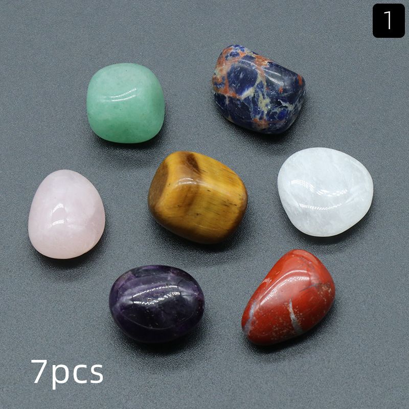 1536-Pedra natural cristal ágata pedra sete veios irregular rolando pedra pedra colorida yoga pedra 7 / 8 peças conjunto