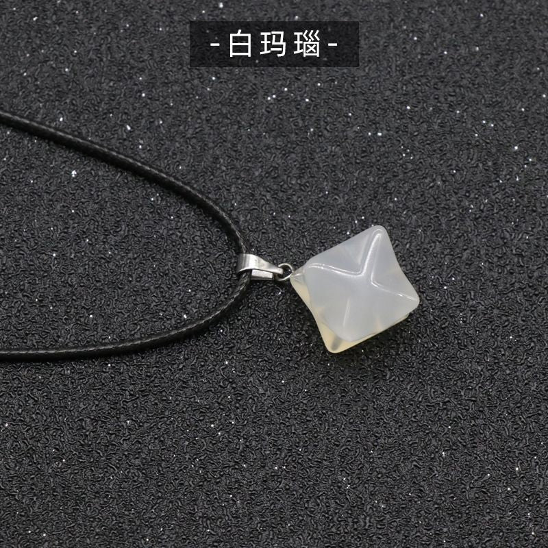 269-Ágata cristal tigre olho grande satélite merkaba pêndulo 3D tridimensional hexagrama pingente DIY acessórios
