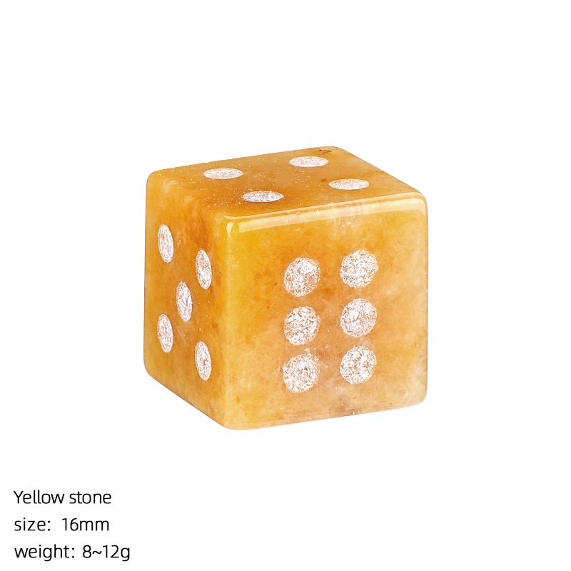 Dados de cristal natural de 16Mm divertidos pontos do jogo de tabuleiro adereços do jogo jateados em ângulo reto dados de pedra semipreciosa
