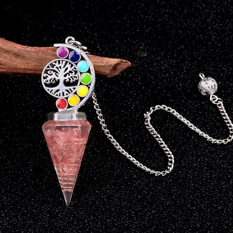 2145-Nova Árvore Colorida da Vida Resina De Cascalho De Cristal Hexagonal Cone Pêndulo Yoga Ornamento De Meditação
