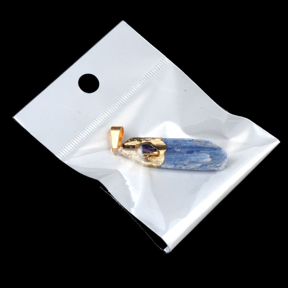 Natural irregular kyanite colar dourado bainha jóias longo pedra áspera azul cristal colar jóias