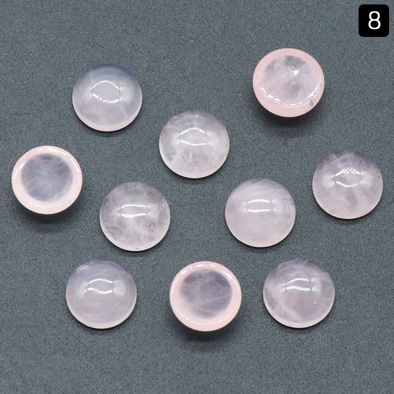 1248-10Mm anel redondo superfície de cristal natural única superfície curva redonda geométrica DIY jóias incrustadas com acessórios de pedra solta