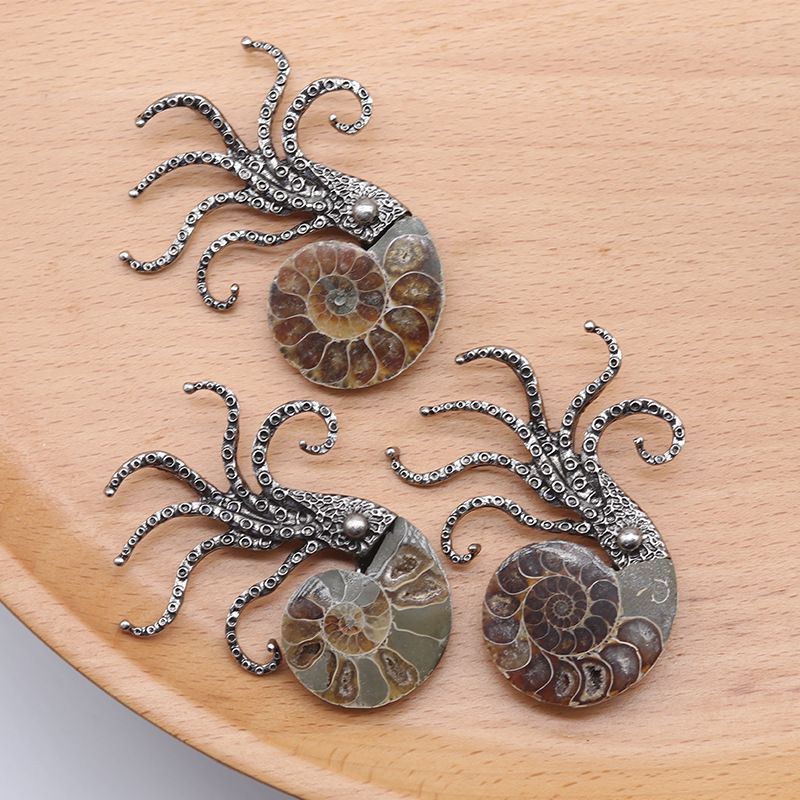 Broche de polvo de caracol de cor 1613, broche de pingente de jóias de vida marinha de polvo grande exagerado decoração de dupla finalidade