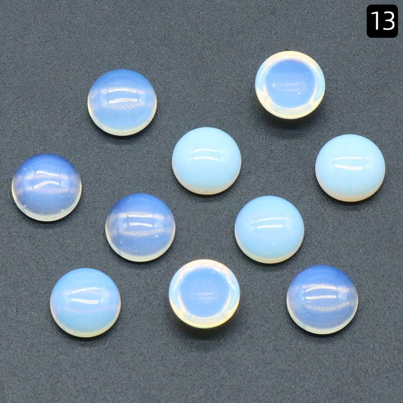 1248-10Mm anel redondo superfície de cristal natural única superfície curva redonda geométrica DIY jóias incrustadas com acessórios de pedra solta