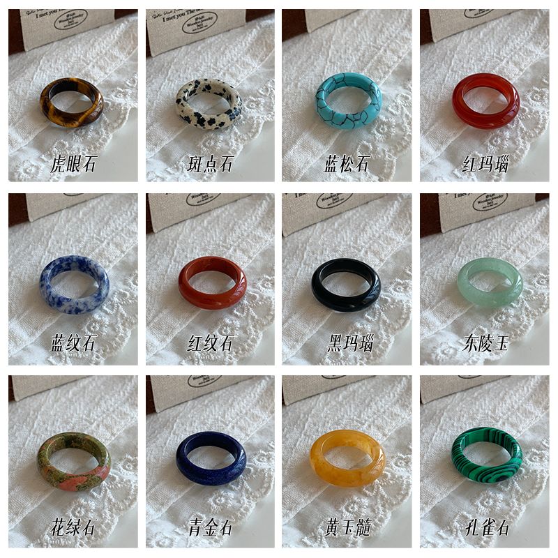 Anéis de cristal natural, pulseiras de mão masculinas e femininas, anéis de corrida, acessórios, anéis de pedra semipreciosa ins nicho high-end sense