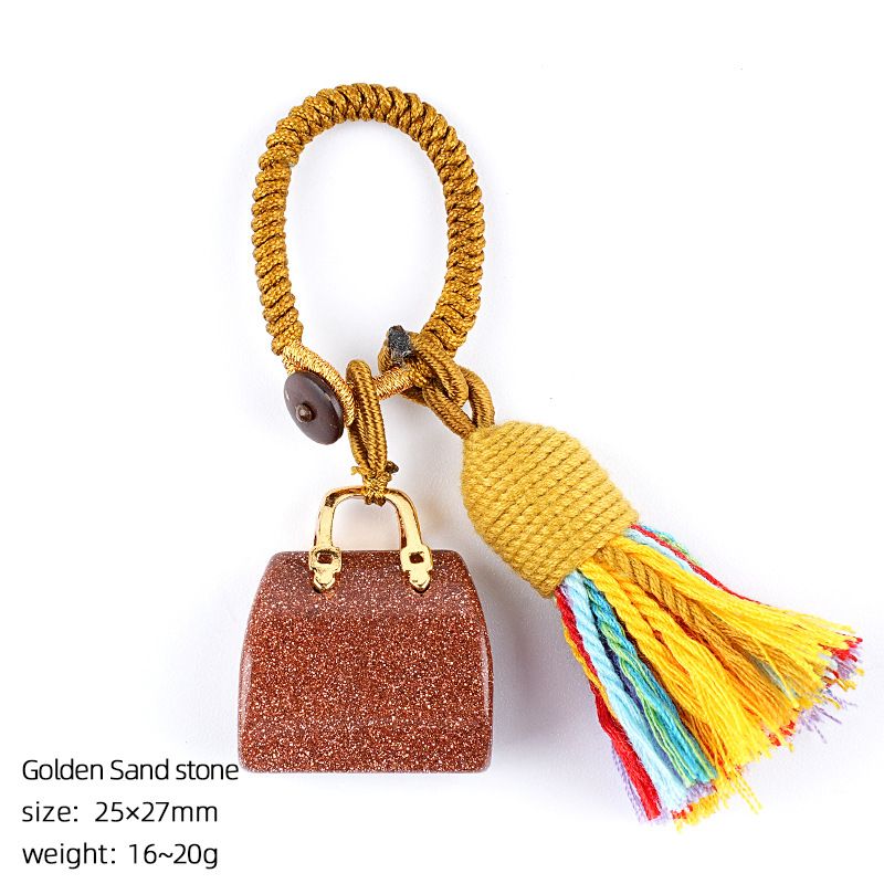 2485 Pedra natural semi-preciosa saco chaveiro criativo mão-tecido carro roupas acessórios cristal ágata pingente