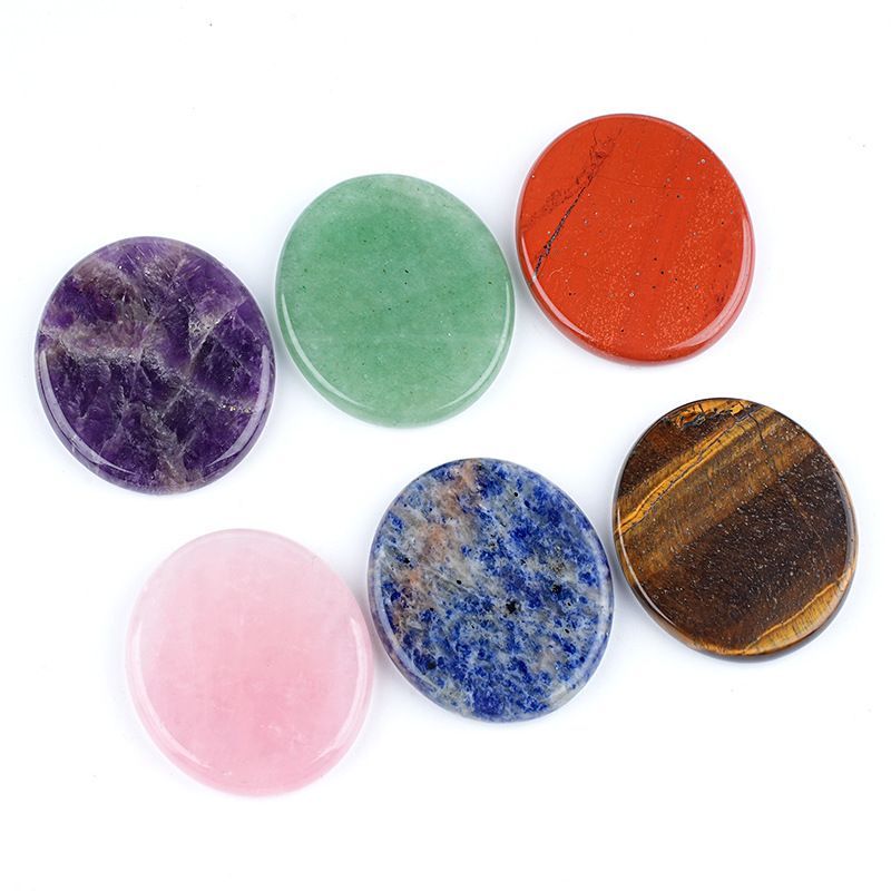 42 * 48Mm disco oval de pedra natural criativo artesanal DIY suporte de telefone celular geladeira adesivo letras runa acessórios