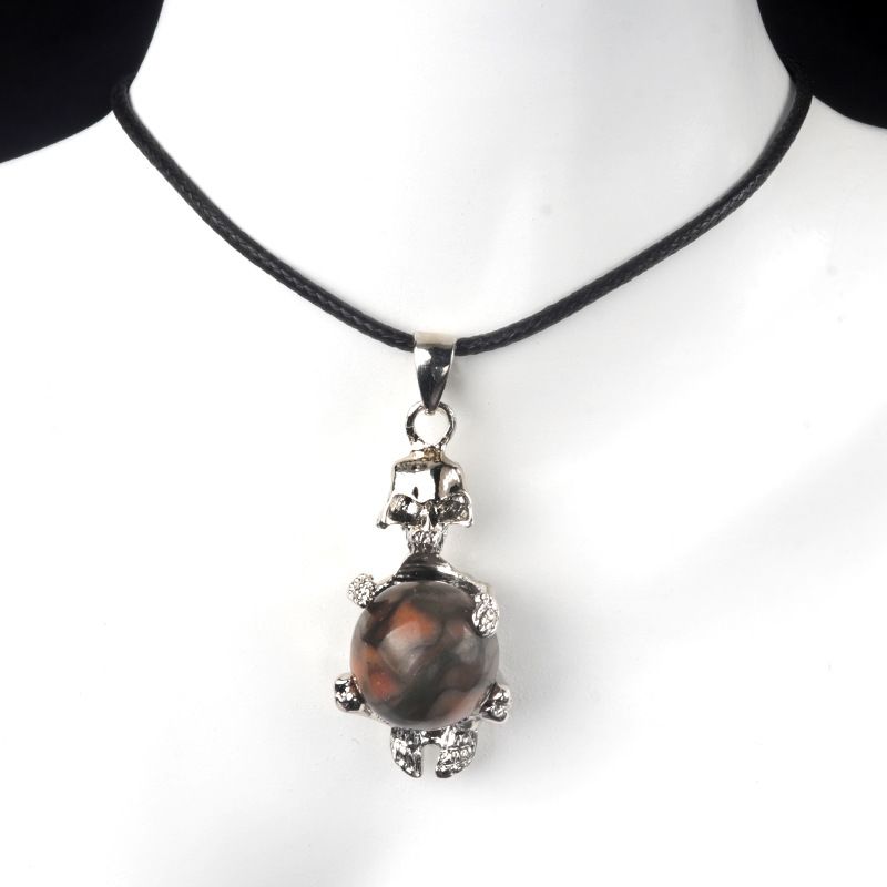 1713-16Mm cristal ágata bola de pedra crânio homem colar pingente, Páscoa Europa e América